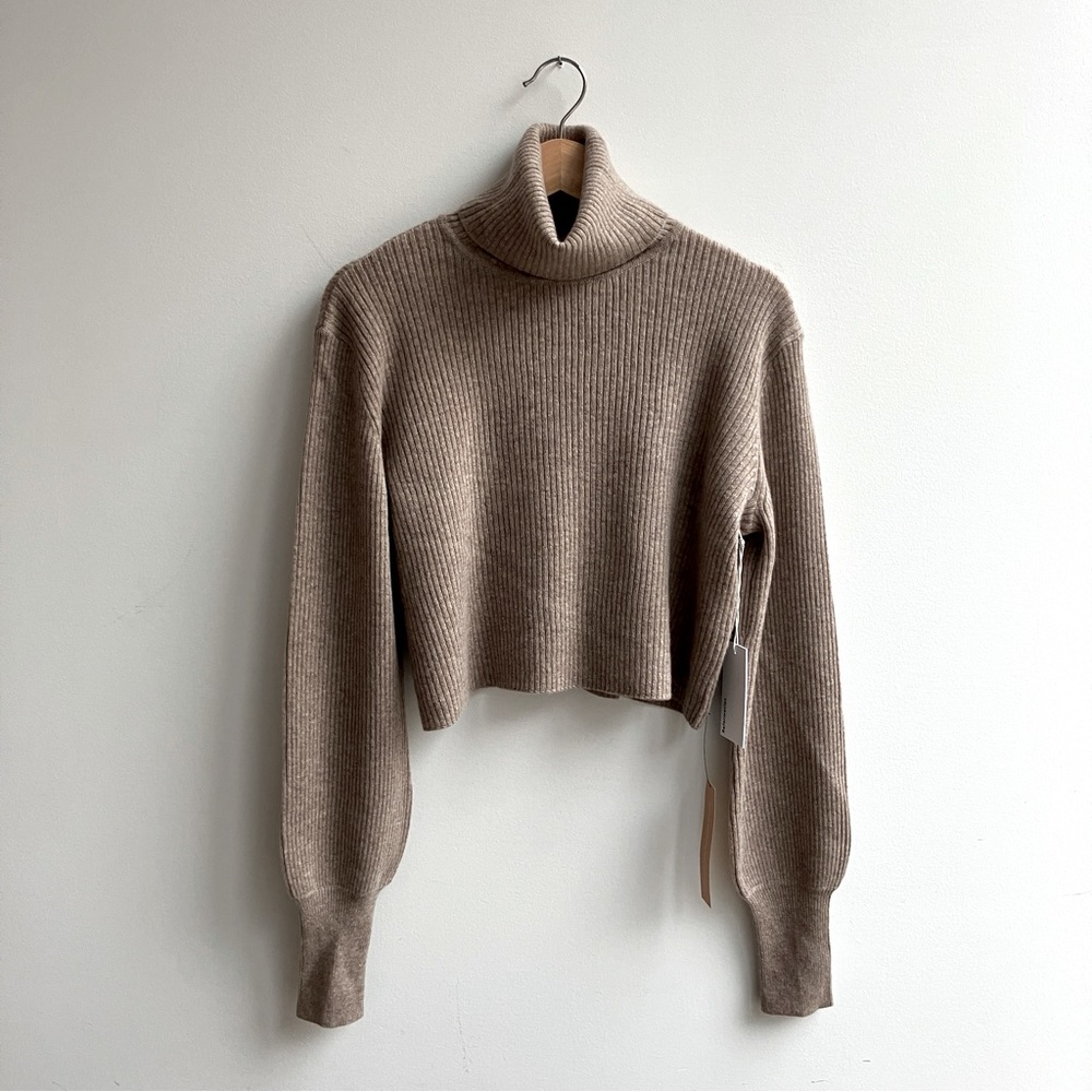 $228 Reformation Luisa Cropped Cashmere Sweater Oatmeal Neutral NWT